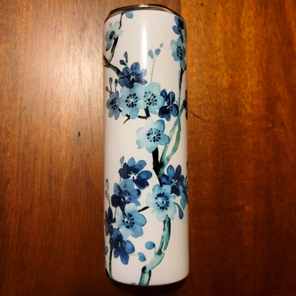 20 oz Tumbler- Blue Floral Vines